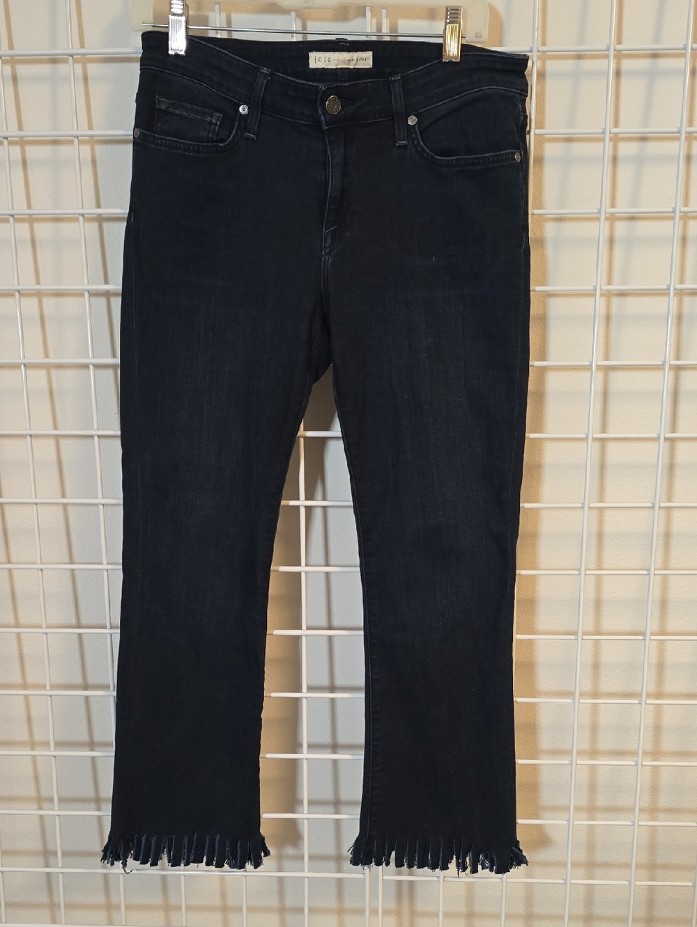 Joie Womens Dark Indigo Cropped Jeans with Frayed Legs Size 28